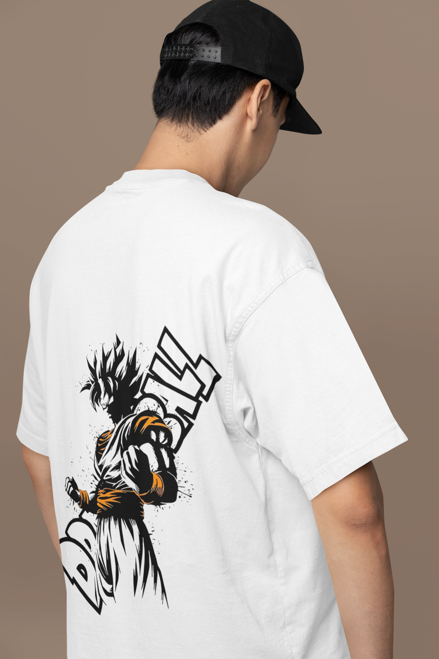 W.I.F.I (Wear it Feel it) Men's Oversized "Dragon ball Goku Anime" Graphic Premium Cotton White T-Shirt/smartees