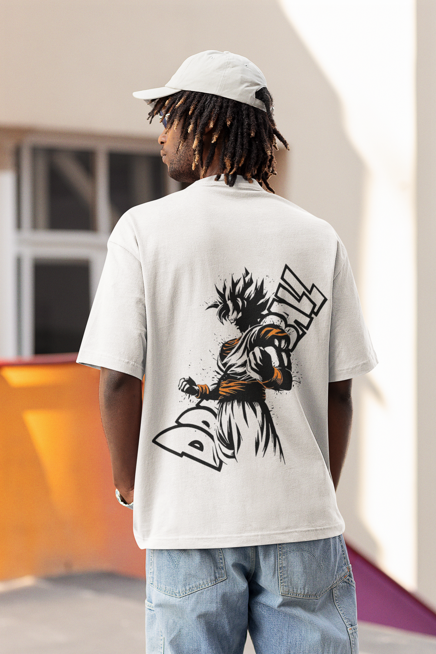 W.I.F.I (Wear it Feel it) Men's Oversized "Dragon ball Goku Anime" Graphic Premium Cotton White T-Shirt/smartees