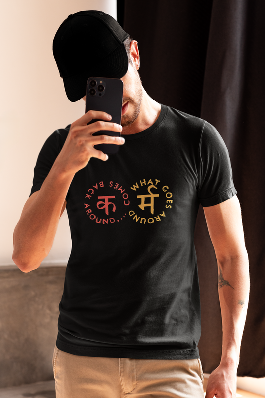 W.I.F.I Regular Fit Men's T-Shirt – 180 GSM, Black with Karma Print