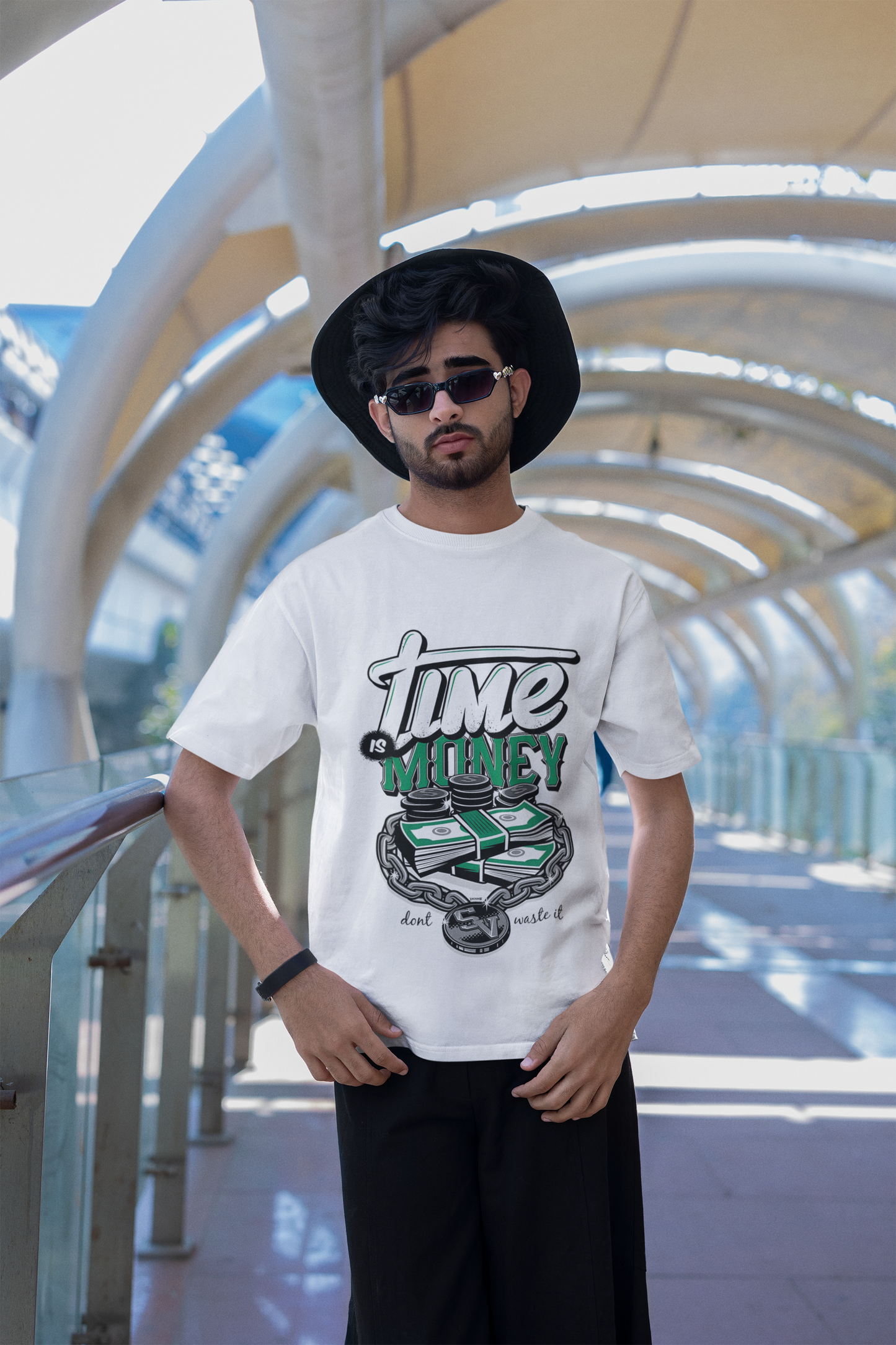 W.I.F.I Regular Fit Men's T-Shirt – 180 GSM, White with "Time is Money" Print