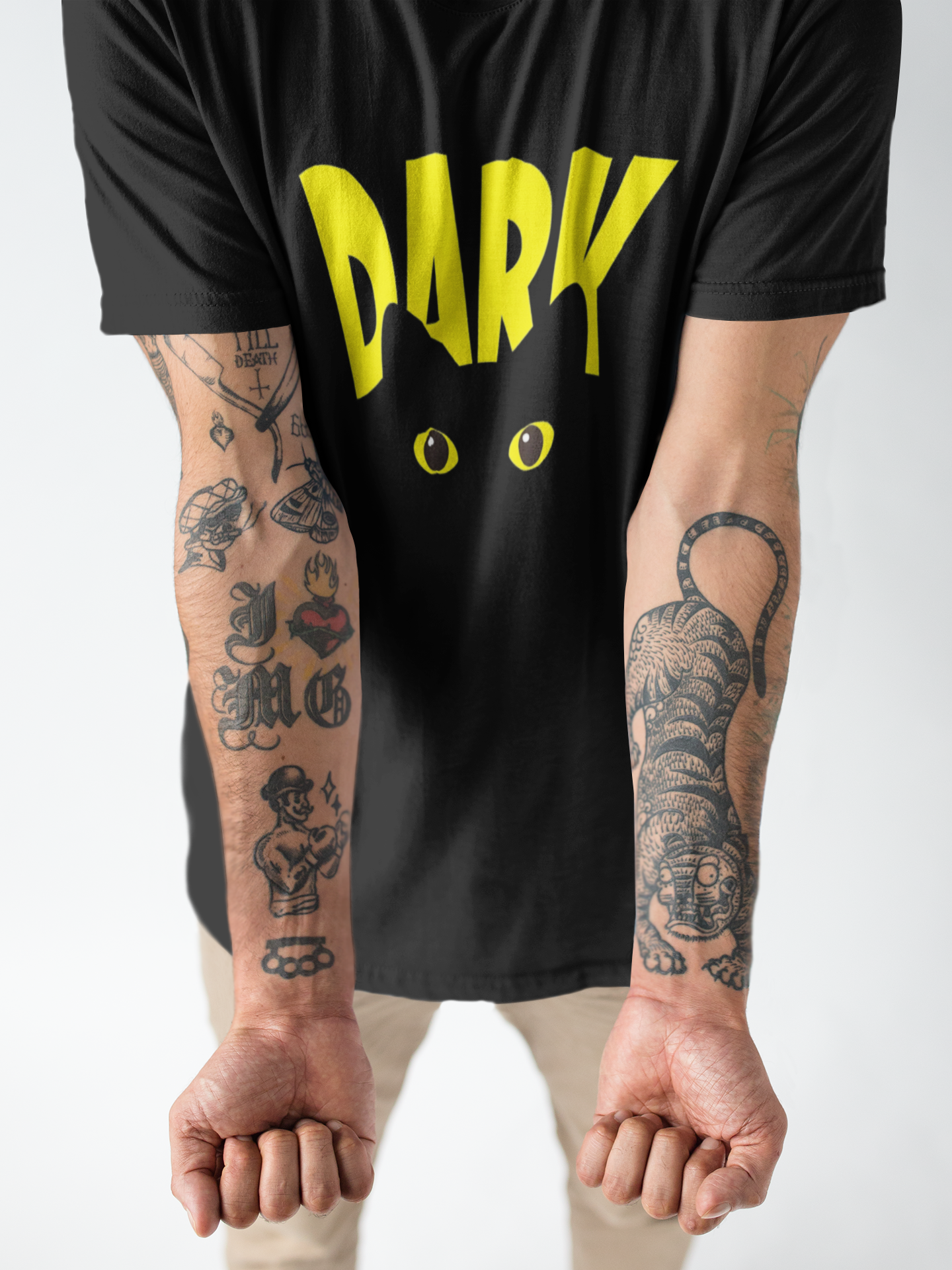 W.I.F.I Regular Fit Men's T-Shirt – 180 GSM, Black with Yellow "Dark" Print