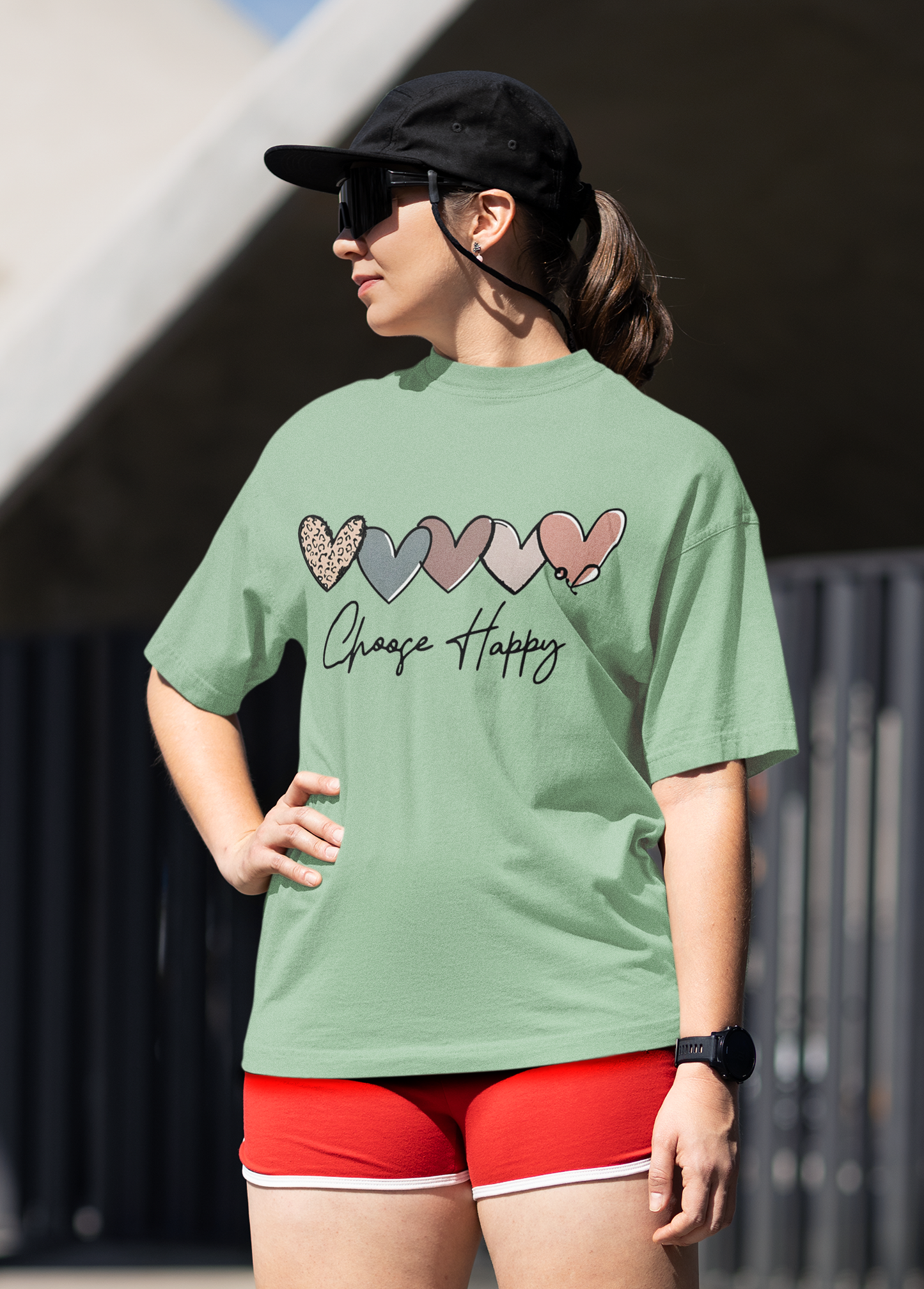 W.I.F.I (Wear it Feel it) Women’s  Terry Oversized "Choose Happy" Graphic Premium Cotton  T-Shirt/smartees