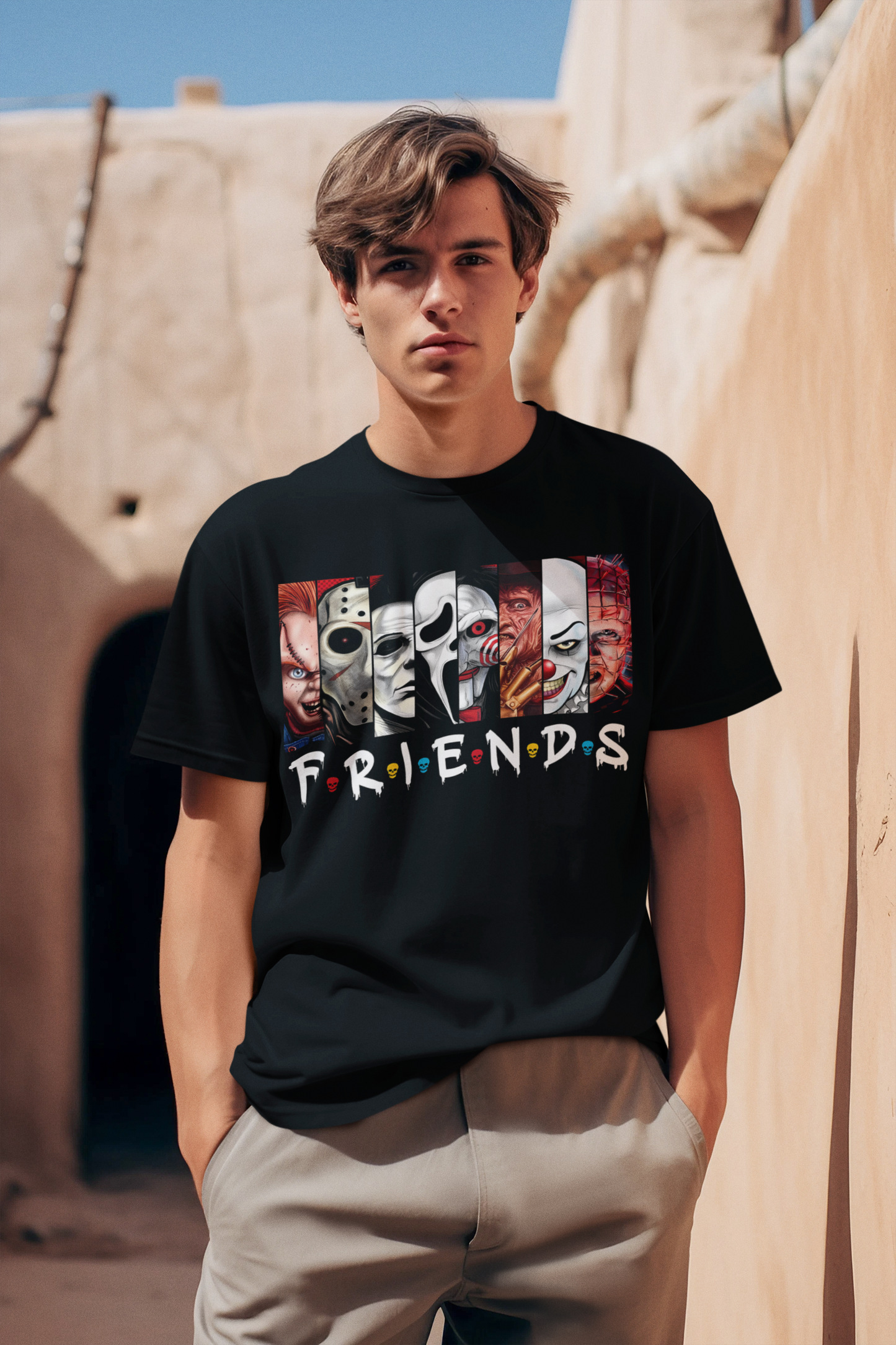 W.I.F.I Regular Fit Men's T-Shirt – 180 GSM, Black with F.R.I.E.N.D.S Print