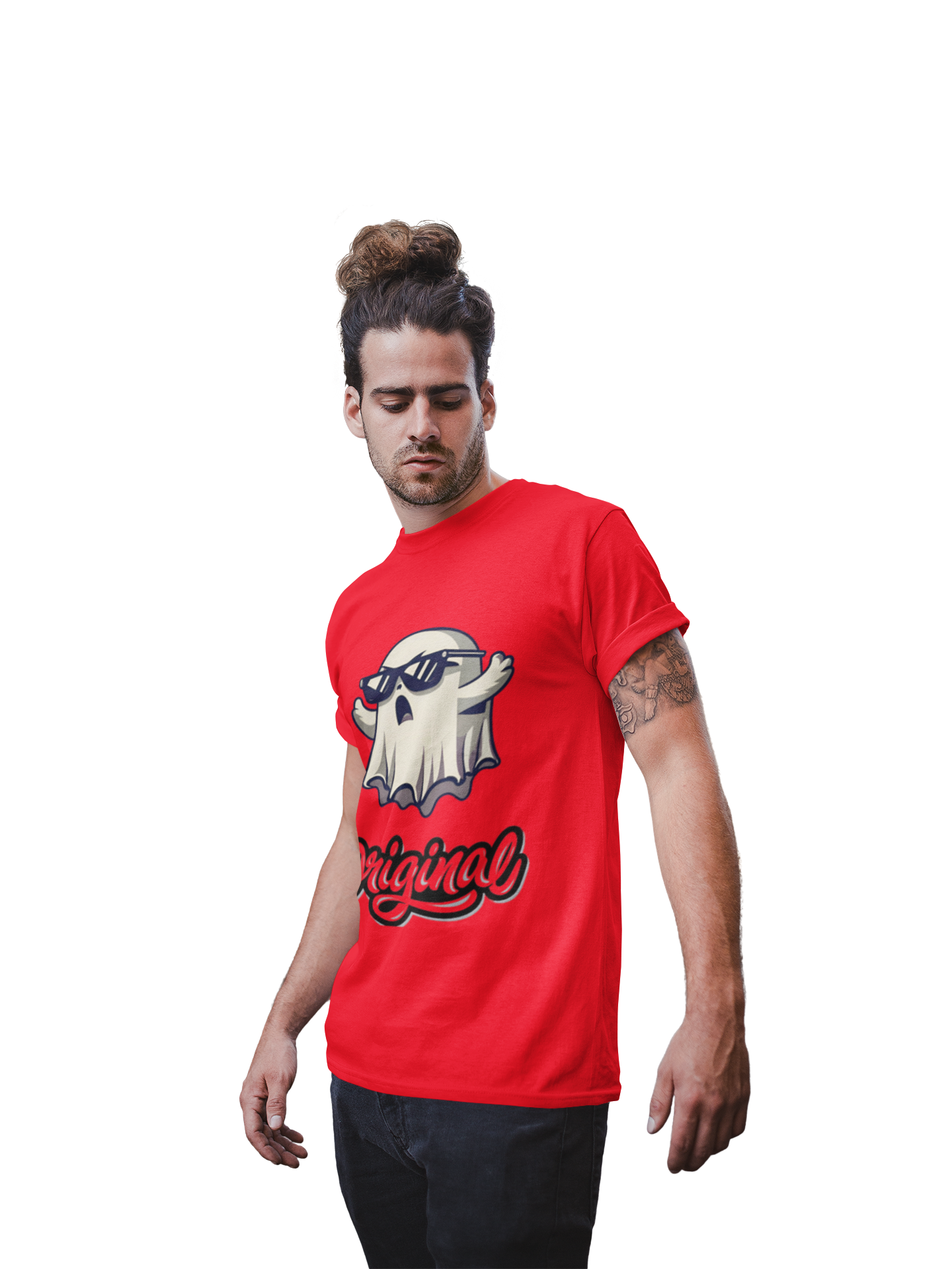 W.I.F.I Regular Fit Men's T-Shirt – 180 GSM, Red with "Original Ghost" Print