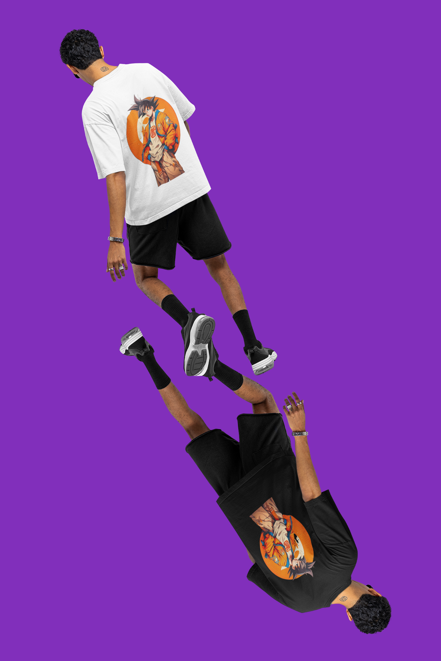 "W.I.F.I Men's Oversized Goku Anime Graphic T-Shirt - Back view for a complete look."