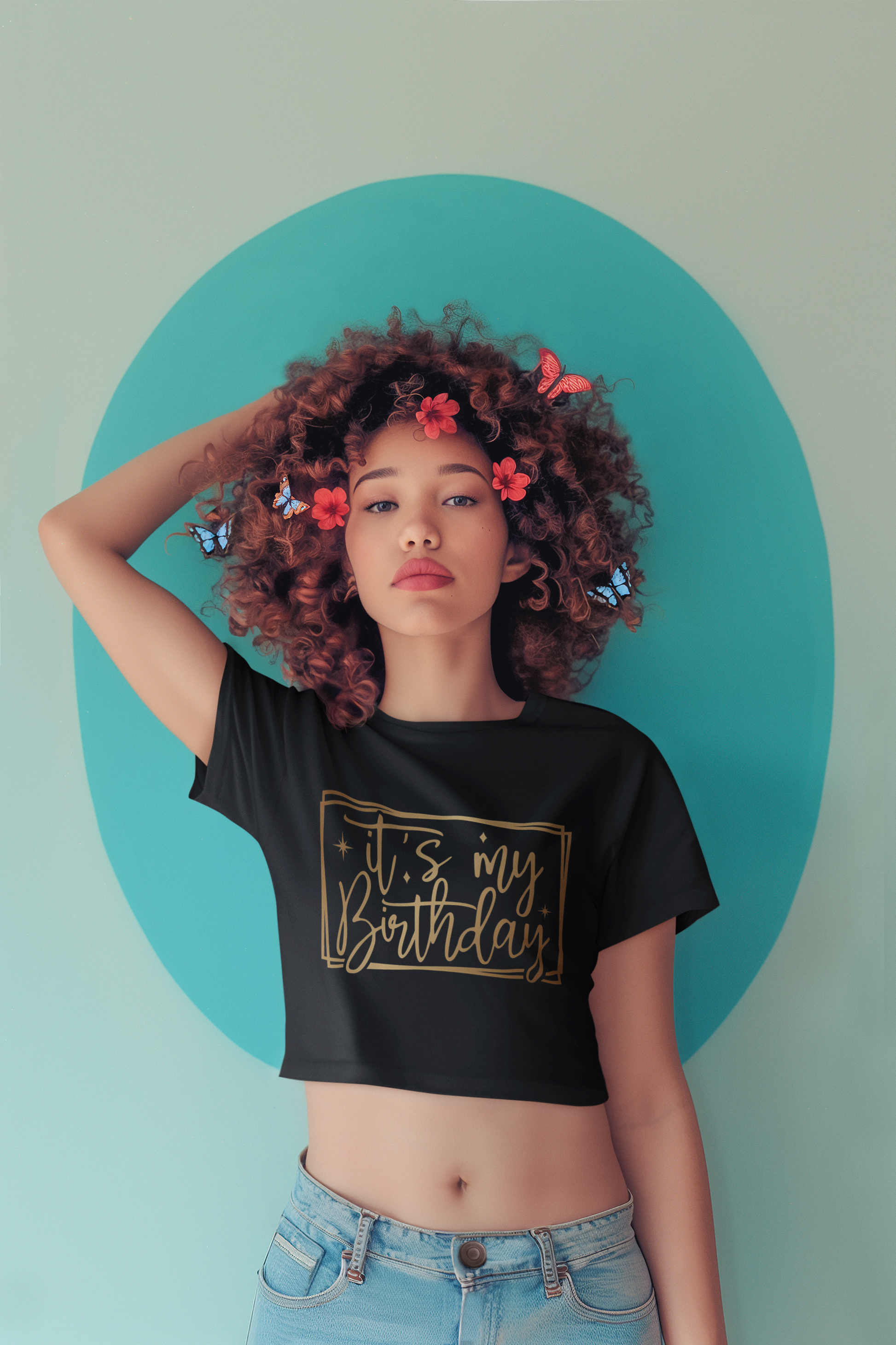 wifi wear it feel it happy birthday quotes crop top tshirt women black color