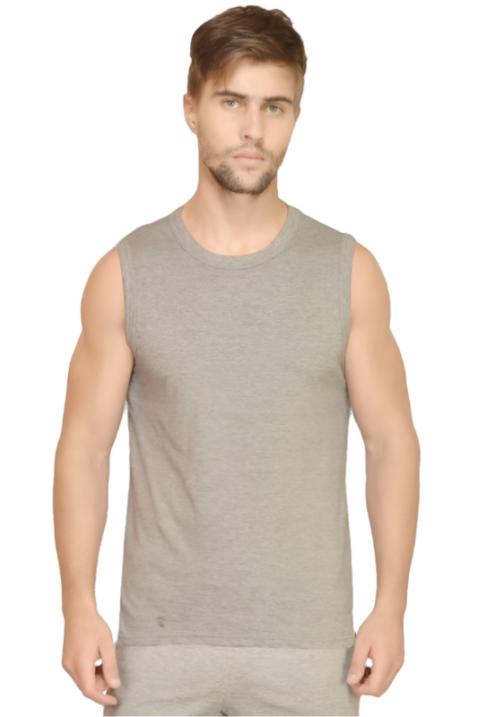wifi wear it feel it sleeveless round neck tshirt grey melange closeup
